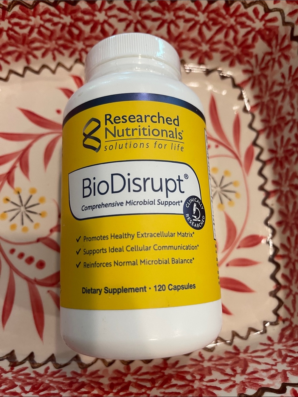 New, unopened Researched Nutritionals BioDisrupt 120 capsules
Factory sealed